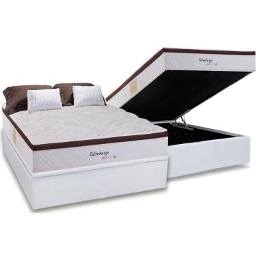 Imagem de Cama Box Baú Casal: Colchão Molas MasterPocket Ensacadas Herval Maxspring Edimburgo + Base crc Courano White (138x188)