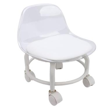 Imagem de Disas de Baixo Rolamento, Rodas Mini Banco de Acrílico Curto Com Suporte de Suporte de 360 ​​graus de 360 ​​graus para o Salão de Escritório Em Casa Garagem (cinza transparente)