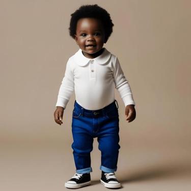Imagem de Calça de bebê brim marrom com ajuste de cintura - MANULELE, M, Jeans