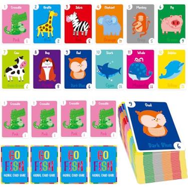 Imagem de Animal Go Fish Card Game, 48 Animal Themed Cards with Word, Color, Number-Letters Fun Memory Matching Game for Kids Learning, Party Game, Family Gathering, Game Night, Classroom Activities