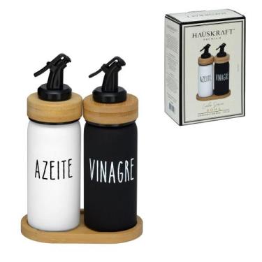 Imagem de Galheteiro Azeite E Vinagre 220ml Base Bambu Doha Hauskraft