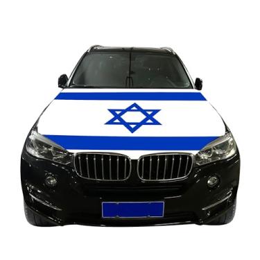 Imagem de Faizaham Capa de capô de carro de Israel país nação de Israel bandeira super elástica lavável resistência UV capa de motor item de decoração evento