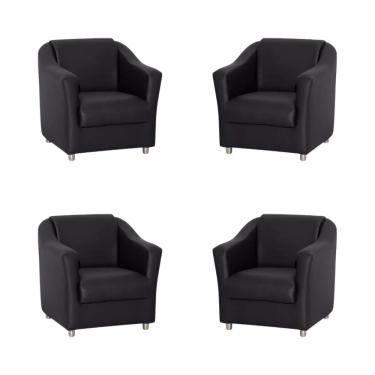 Imagem de Kit 4 Poltronas Bia Decorativa Reforçada Recepção Clinica Salão Sala De Estar Courino