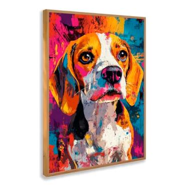 Imagem de Quadro Decorativo Beagle Com Moldura Cachorro Colorido Pop Art Decoração Moderna Parede Quarto Sala Pet Estiloso