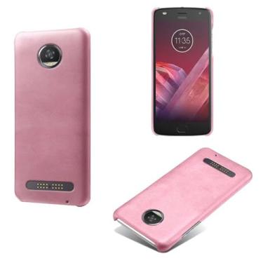 Imagem de Capa para MOTO Z3 Play,Proteção contra quedas,Casca de volta de cor sólida simples,Design de couro de imitação de plástico-Pink