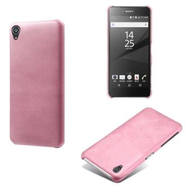 Imagem de Capa para Sony Xperia Z5 Plus,Proteção contra quedas,Casca de volta de cor sólida simples,Design de couro de imitação de plástico-Pink