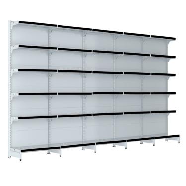 Imagem de Gondola Parede 202 Fit Farmacia Ate 5 Metros Branco Pe Preto