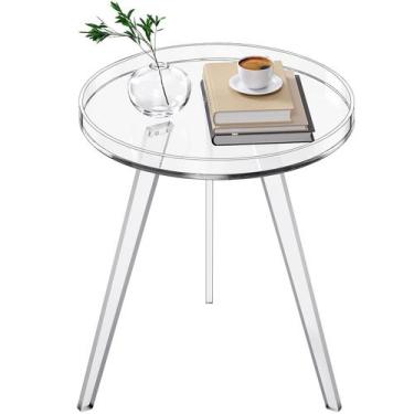 Imagem de Mesa lateral Dewrhiixe Acrílico Transparente Redonda 45x45x46cm