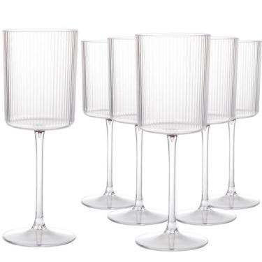 Imagem de Taças de vinho Ciaell Plastic com nervuras 300 ml quadradas 12 unidade