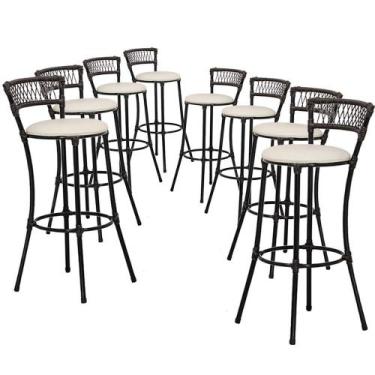 Imagem de Kit Com 8 Banquetas Alta Forts Gelo Floral, Fibra Uv Bancada, área Gou