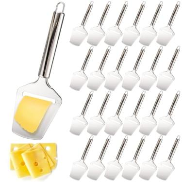 Imagem de LemonRoad Pacote com 24 fatiadores de queijo de aço inoxidável para todos os tipos de queijo, multifuncional, fatiador portátil, prata, antiaderente, lavável na lava-louças, para cozinha