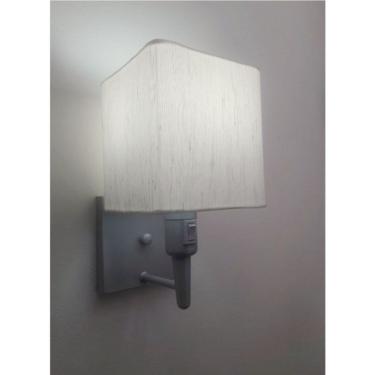 Imagem de Arandela Quadrada Vivare Md-2019 Base Cinza Com Interruptor E Cúpula Em Tecido - Bivolt Cinza-linho-bege 127-220v