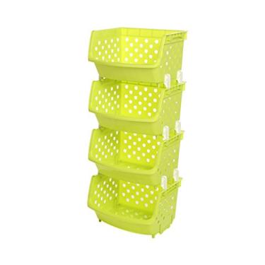 Imagem de Prateleira de cozinha Suporte de frutas e vegetais Rack de armazenamento empilhável multifuncional cesta de vegetais multicamadas (Cor: C, Tamanho: 35,831,288 cm)