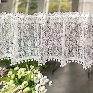 Imagem de Cortina de cozinha curta cortina curta de cozinha de renda oca vintage - 1 peça meia cortina de janela pequena para casa de banho - cortina de partição privacidade cortinas semi-transparentes cinza