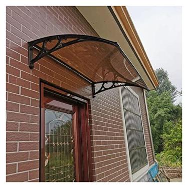 Imagem de Cobertura de janela de policarbonato dossel de varanda de porta frontal abrigo de chuva ao ar livre, 60-150 cm, fácil de instalar (tamanho: 80 x 150 cm) (marrom 80 x 100 cm)