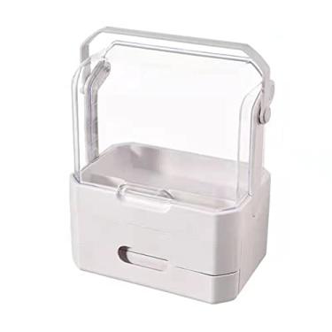 Imagem de Caixa organizadora de cosméticos para mesa de maquiagem com gavetas, estojo portátil à prova d'água à prova de poeira para banheiro e quarto