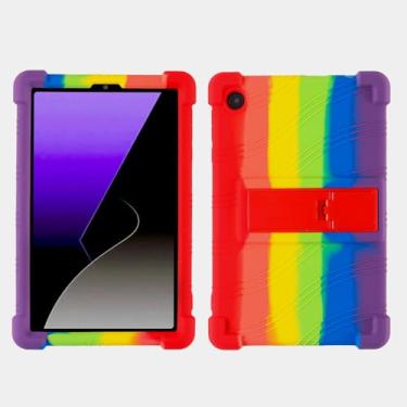 Imagem de QYiiD Capa para Galaxy Tab A11 2025 (SM-X133/X135)/Tab A9 de 8,7 polegadas (SM-X110/X115), capa protetora de borracha macia à prova de choque de silicone leve para crianças, arco-íris