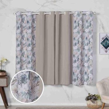Imagem de Cortina Florata 2,00 Largura x 1,40 Altura Estampada Janela Casa Cozin