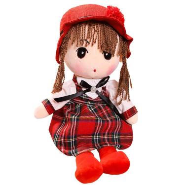 Imagem de Boneca de brinquedo de pelúcia macia de 60 cm de pelúcia, garota de desenho animado com manta vermelha