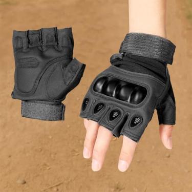 Imagem de Luvas táticas sem dedos para homens e mulheres, luvas de meio dedo, antiderrapantes, pretas