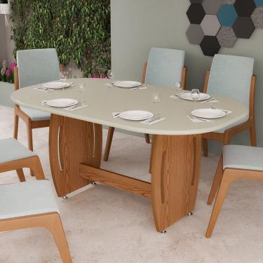 Imagem de Mesa De Jantar Oval Em Mdf 137x90cm Para Sala Cozinha 6 Lugares