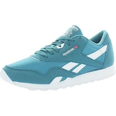 Imagem de Reebok Sapatos casuais femininos clássicos de nylon, Névoa mineral/branco, 5