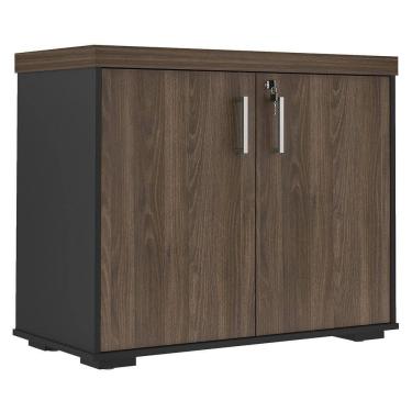 Imagem de Balcão Para Escritório 90cm 2 Portas Corp A06 Charuto/preto - Mpozenato