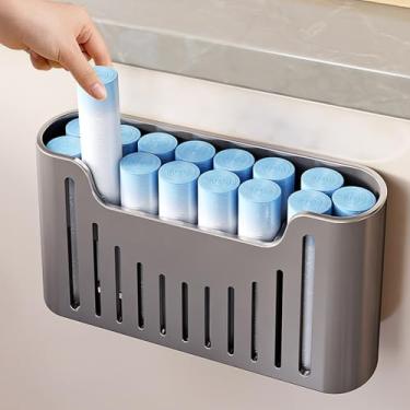 Imagem de YESENT Caixa de armazenamento de porta de armário de cozinha, caixa de armazenamento autoadesiva montada na parede, guarda-roupa/banheiro/geladeira organizador de itens pequenos (cinza)