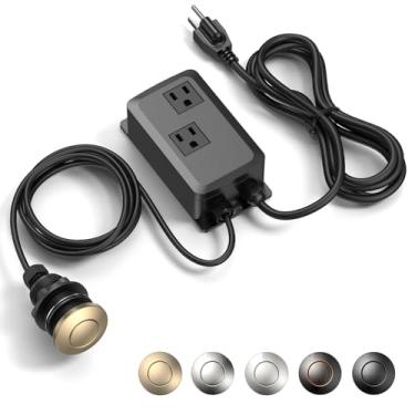 Imagem de ANWOLL Kit De Interruptor Ar Para Triturador Lixo - Profissional Saída Dupla, Resíduos Pia Liga/Desliga, Botão, Listado Pela Ul