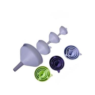 Imagem de Funil Plástico Resistente Kit 4 Peças Ideal Para Transferir Líquidos Multiuso Tamanho PP mini/P/M/G