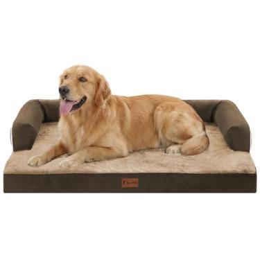 Imagem de Casa Paw Camas ortopédicas para cães extragrande, à prova d'água, espuma para ovos, GG, com laterais 104 x 68 cm, sofá-camas laváveis para cães grandes com capa removível e fundo antiderrapante