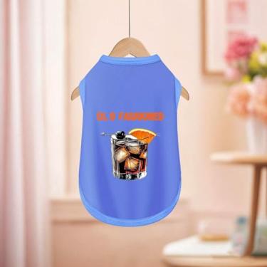 Imagem de Camiseta regata sem mangas para cães: roupas para animais de estimação com artesanato e conforto com estampa à moda antiga azul M