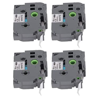 Imagem de KIMISS Fita Label Maker 18mm X 8M Preto sobre Branco Recargas para Ajuste para TZe 141, TZe 241, 541, 641, Compatível Com Ajuste para PT E100, PT D210 e Mais (Caixa Branca de 4)