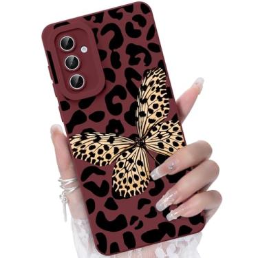 Imagem de CASBST Capa para celular Samsung Galaxy A35 5G, design de estampa de flores da moda, capa de silicone líquido, fina, à prova de choque e resistente a arranhões para Samsung A35 - borboleta leopardo