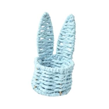 Imagem de YWJLQH Cesta de Vime com Orelhas de, Reutilizável E Respirável, Ideal para a Páscoa, Perfeita para Levar Na Mão Na Sala de Estar Ou Na Cozinha, Azul, Tamanho real