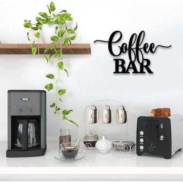 Imagem de Placa De Arte De Parede De Bar De Café De Metal, Escultura De Parede De Palavra 3d, Decoração De Parede Suspensa Abstrata Preta, Placa De Parede De Varanda De Sala De Estar, 23.6IN/60cm