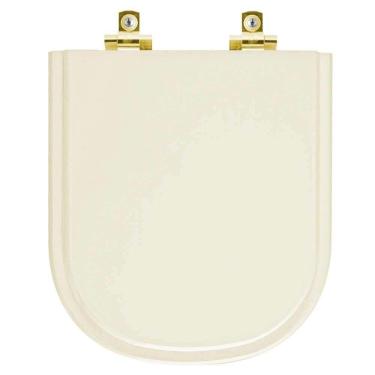Imagem de Assento Sanitário Com Fechamento Lento Vogue Plus Creme Para Vaso Deca Com Ferragem Dourada