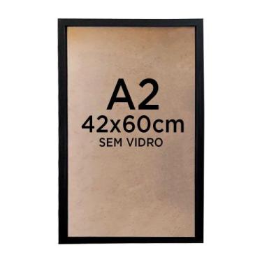 Imagem de Moldura Quadro Caixa 3cm A2 42x60cm Foto Poster Ilustração Sem Vidro -