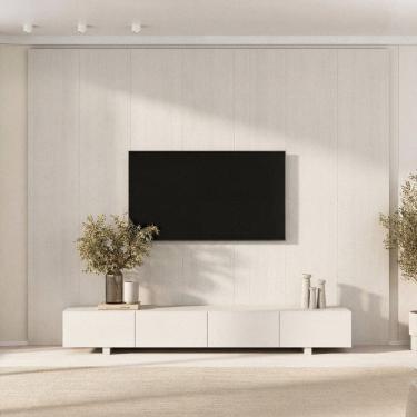Imagem de Rack com Painel para TV até 86 Polegadas 280cmx250cm Liso Aruá CabeCasa MadeiraOriginals Off White Off White