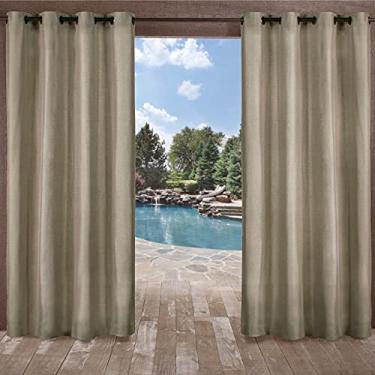 Imagem de Exclusive Home Curtains EH8392-03 2-120G Biscayne Painel de cortina de janela texturizado em dois tons para ambientes internos/externos com ilhós, 137 x 300, natural