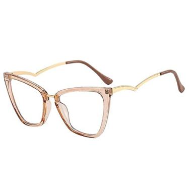 Imagem de Armação de óculos de olho de gato para mulheres moda anti-luz azul óculos femininos grandes óculos decorativos lentes transparentes, tamanho único, leopardo