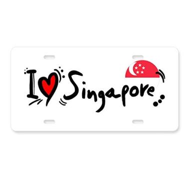 Imagem de DIYthinker I Love Singapura Bandeira de Palavra Amor Ilustração Coração Placa de Licença Decoração de Carro Acessório de Aço Inoxidável