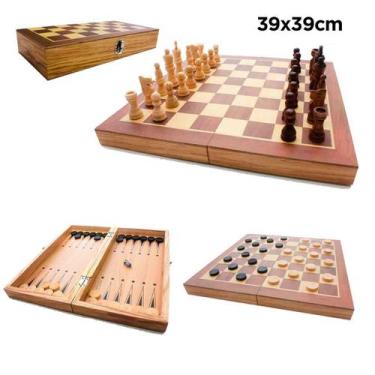 Conjunto de xadrez internacional de madeira xadrez com armazenamento  interno dobrável de madeira maciça jogo de xadrez de xadrez de jogos de  tabuleiro (tamanho : 42 x 42 cm) : : Brinquedos