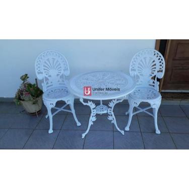 Imagem de Conjunto de Mesa para Jardim Palmeira Com 2 Cadeiras em Alumínio Fundido Unifer Móveis