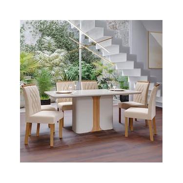 Imagem de Mesa de Jantar Cimol Diana com 6 Cadeiras - Off White/Nature/Madeira/Nude