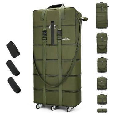 Imagem de Mala Gloyuda dobrável expansível, de 106,7 cm com rodas giratórias, bolsa de viagem dobrável, com 2 alças de mão e 2 alças de fixação, 1 alça de ombro, Verde, 42-inch