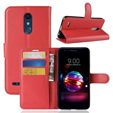 Imagem de Capa para LG K10 2018, capa carteira flip de couro PU premium com compartimento para cartão, suporte e fecho magnético [capa interior à prova de choque de TPU] Compatível com LG K10 2018