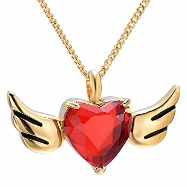 Imagem de YTIYT Colar de cinzas colares de urna para cinzas cremação asa de anjo coração urna colar de cinzas suporte lembrança, Aço inoxidável, não conhecido