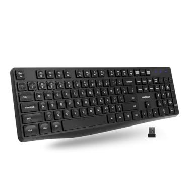 Imagem de Macally Teclado sem fio teclado ergon mico de 2,4 G para computador sem fio com teclado num rico e 13 teclas de atalho teclado externo para laptop, Windows Desktop PC ou Chromebook com porta USB