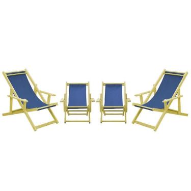 Imagem de Kit 4 Espreguiçadeiras 2 Adulto E 2 Infantil-azul